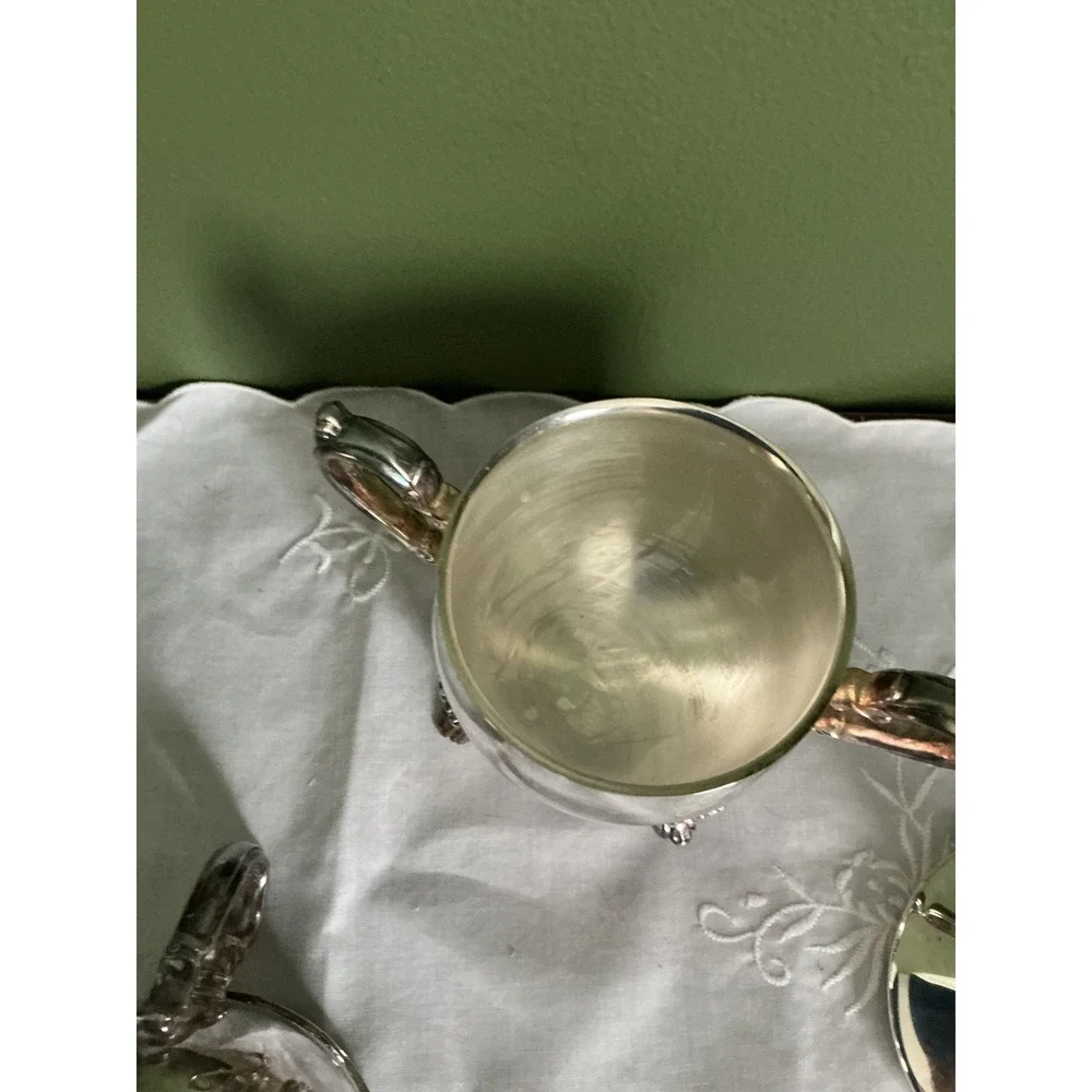 Sheridan Silver on Copper Cream and Sugar Set Taunton Silversmiths Lion Paw Feet